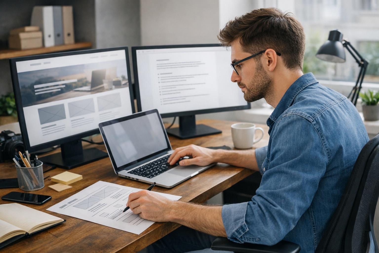 Zdjęcie: copywriter pracujący nad treścią strony